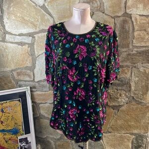 Sténay Women’s Sequin Floral Top – Size 3XL